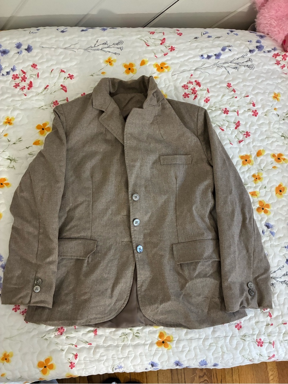 Women’s Tan Single-Breasted Blazer Jacket